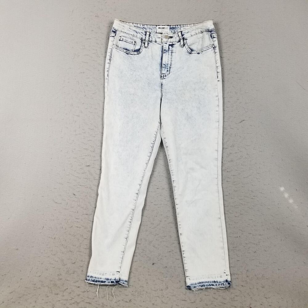 William Rast Jeans Juniors 30 Blue High Rise Ankle Acid Wash Raw Hem Stretch